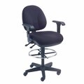 Interion By Global Industrial Interion Office Stool With Arms, Fabric, 360 Degree Footrest, Black 808660BK